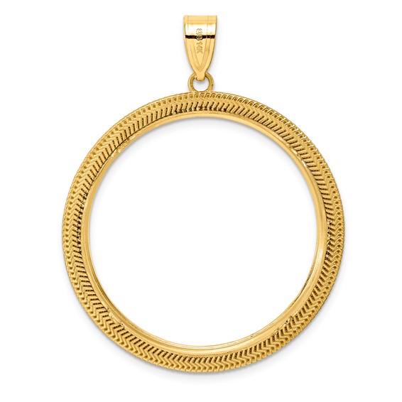 14k Polished Layered with 32.7mm Prong Coin Bezel Pendant