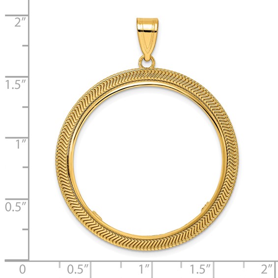 14k Polished Layered with 32.7mm Prong Coin Bezel Pendant