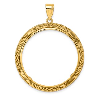 14k Polished Layered with 32.7mm Prong Coin Bezel Pendant
