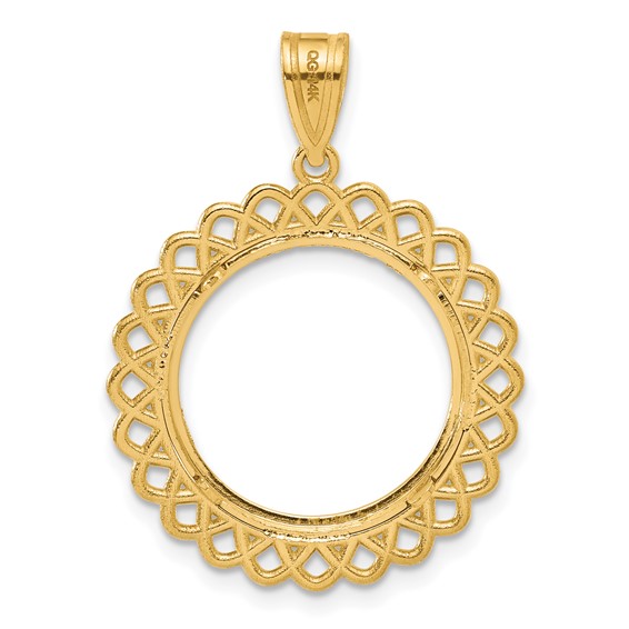 14k Diamond Cut Loop with 16.5mm Prong Coin Bezel Pendant