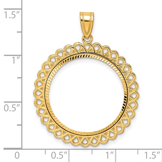 14k Diamond Cut Loop with 22.0mm Prong Coin Bezel Pendant