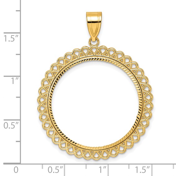 14k Diamond Cut Loop with 27.0mm Prong Coin Bezel Pendant