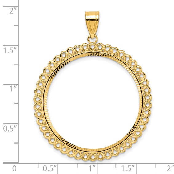 14k Diamond Cut Loop with 32.0mm Prong Coin Bezel Pendant