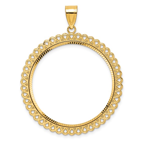 14k Diamond Cut Loop with 32.0mm Prong Coin Bezel Pendant