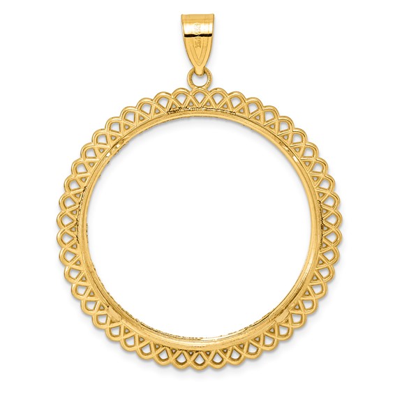 14k Diamond Cut Loop with 32.7mm Prong Coin Bezel Pendant