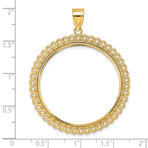 14k Diamond Cut Loop with 32.7mm Prong Coin Bezel Pendant