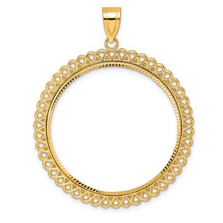 14k Diamond Cut Loop with 32.7mm Prong Coin Bezel Pendant