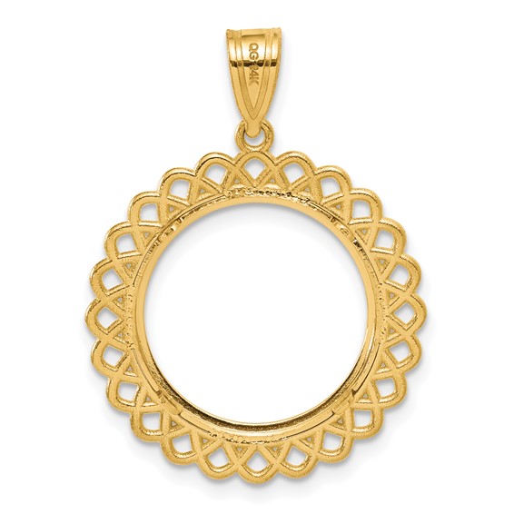 14k Polished Loop with 16.5mm Prong Coin Bezel Pendant