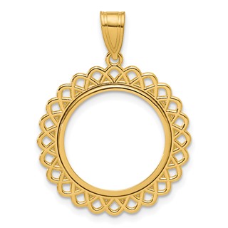 14k Polished Loop with 16.5mm Prong Coin Bezel Pendant