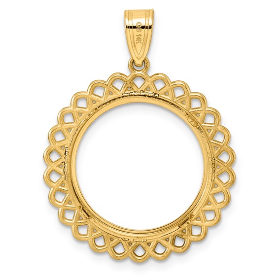 14k Polished Loop with 18.0mm Prong Coin Bezel Pendant