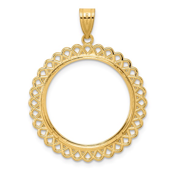 14k Polished Loop with 22.0mm Prong Coin Bezel Pendant