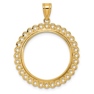 14k Polished Loop with 22.0mm Prong Coin Bezel Pendant