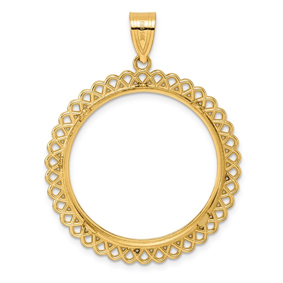 14k Polished Loop with 27.0mm Prong Coin Bezel Pendant