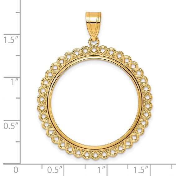 14k Polished Loop with 27.0mm Prong Coin Bezel Pendant