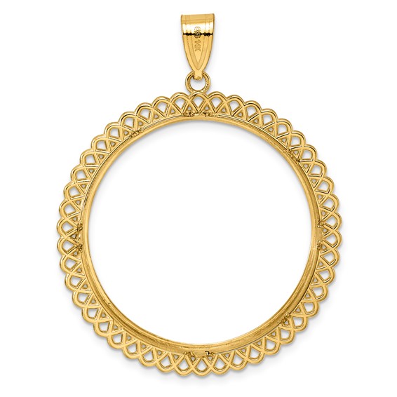 14k Polished Loop with 32.0mm Prong Coin Bezel Pendant