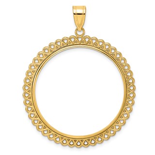 14k Polished Loop with 32.7mm Prong Coin Bezel Pendant