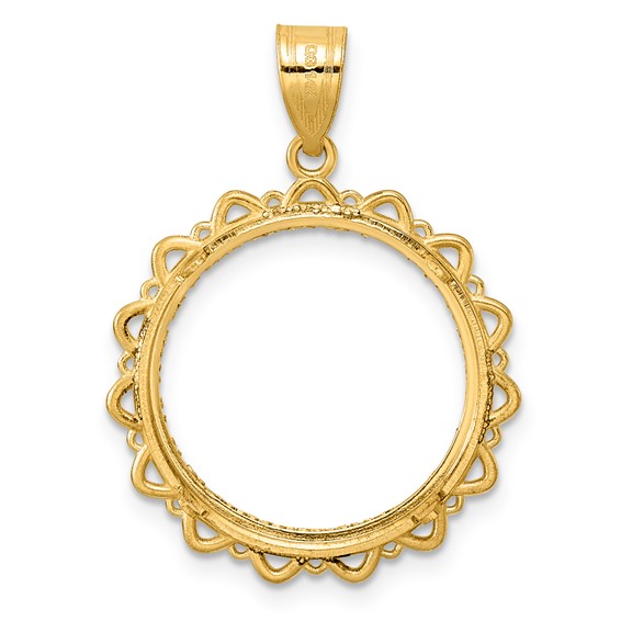 14k Diamond Cut Multi Arch with 18.0mm Prong Coin Bezel Pendant