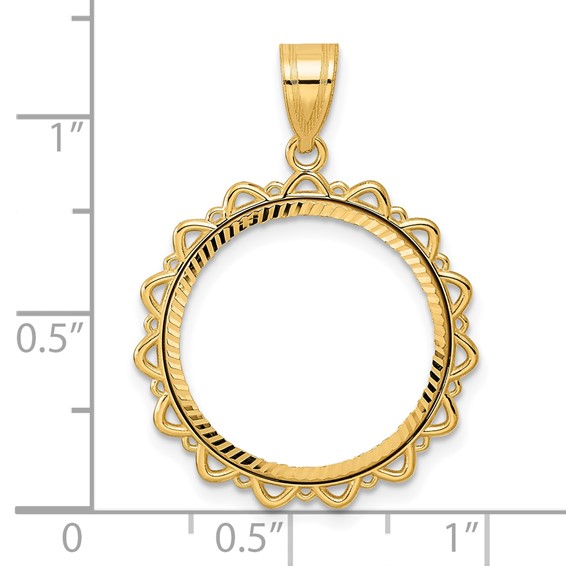 14k Diamond Cut Multi Arch with 18.0mm Prong Coin Bezel Pendant