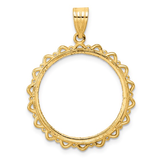 14k Diamond Cut Multi Arch with 22.0mm Prong Coin Bezel Pendant