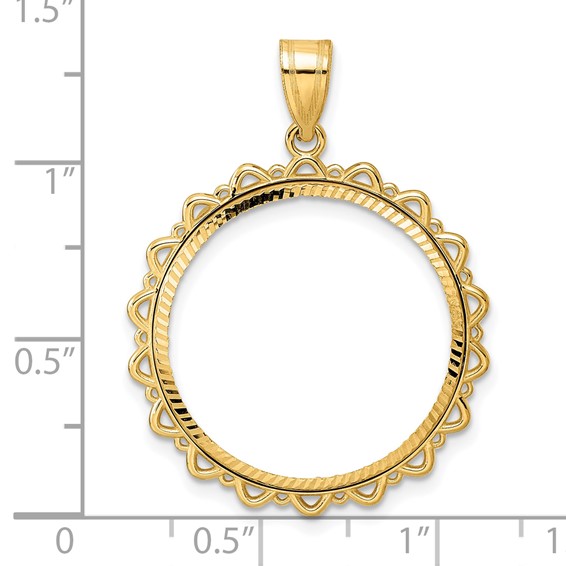 14k Diamond Cut Multi Arch with 22.0mm Prong Coin Bezel Pendant