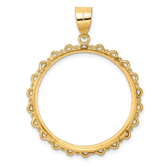 14k Diamond Cut Multi Arch with 27.0mm Prong Coin Bezel Pendant