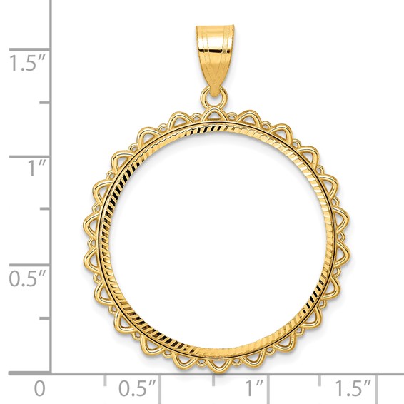 14k Diamond Cut Multi Arch with 27.0mm Prong Coin Bezel Pendant