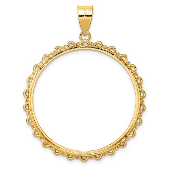 14k Diamond Cut Multi Arch with 32.0mm Prong Coin Bezel Pendant