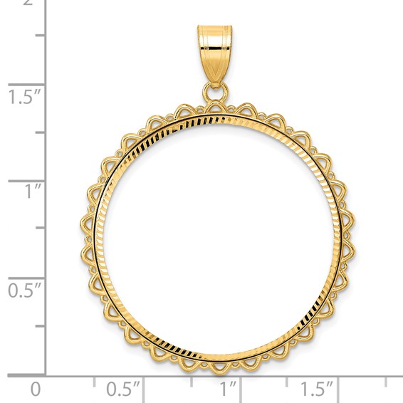 14k Diamond Cut Multi Arch with 32.0mm Prong Coin Bezel Pendant