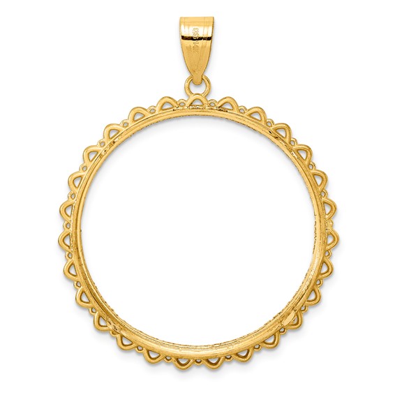 14k Diamond Cut Multi Arch with 32.7mm Prong Coin Bezel Pendant