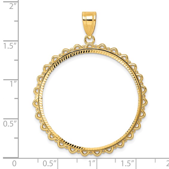 14k Diamond Cut Multi Arch with 32.7mm Prong Coin Bezel Pendant