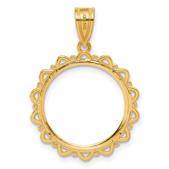 14k Polished Multi Arch with 16.5mm Prong Coin Bezel Pendant