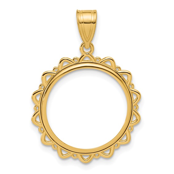 14k Polished Multi Arch with 16.5mm Prong Coin Bezel Pendant