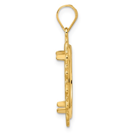 14k Polished Multi Arch with 18.0mm Prong Coin Bezel Pendant