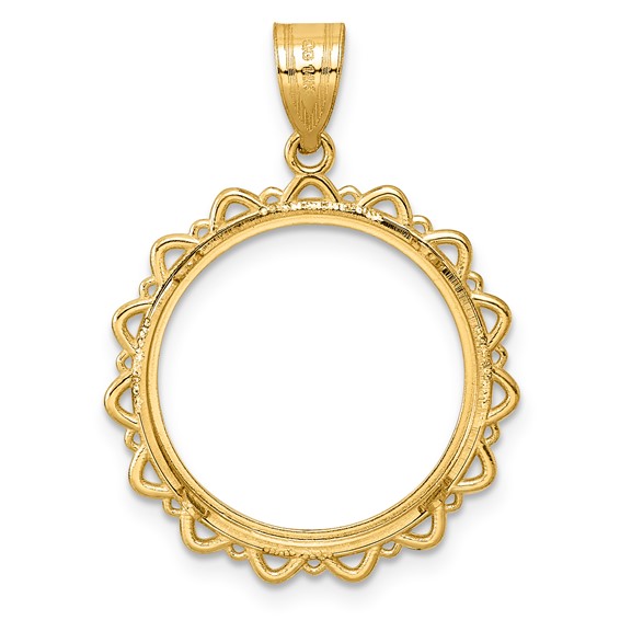 14k Polished Multi Arch with 18.0mm Prong Coin Bezel Pendant
