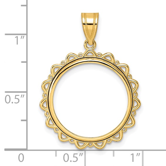 14k Polished Multi Arch with 18.0mm Prong Coin Bezel Pendant