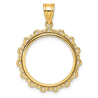 14k Polished Multi Arch with 18.0mm Prong Coin Bezel Pendant