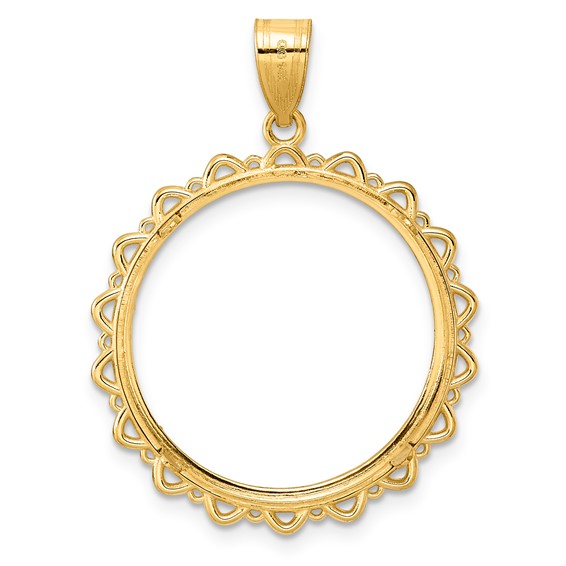 14k Polished Multi Arch with 22.0mm Prong Coin Bezel Pendant