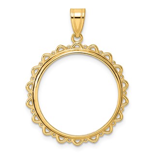 14k Polished Multi Arch with 22.0mm Prong Coin Bezel Pendant