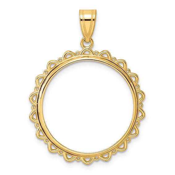 14k Polished Multi Arch with 22.0mm Prong Coin Bezel Pendant