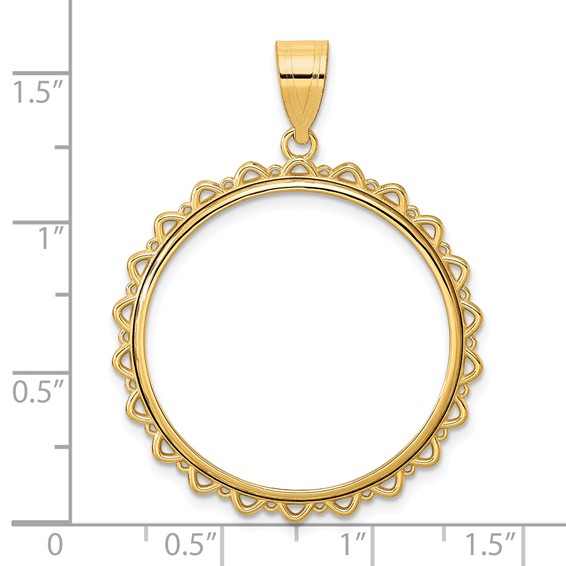 14k Polished Multi Arch with 27.0mm Prong Coin Bezel Pendant