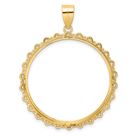 14k Polished Multi Arch with 32.0mm Prong Coin Bezel Pendant