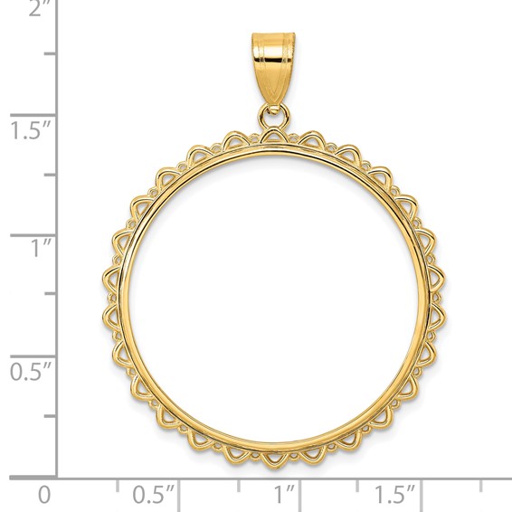 14k Polished Multi Arch with 32.0mm Prong Coin Bezel Pendant