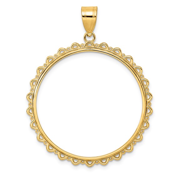14k Polished Multi Arch with 32.0mm Prong Coin Bezel Pendant