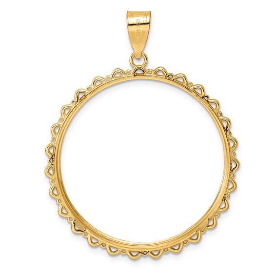 14k Polished Multi Arch with 32.7mm Prong Coin Bezel Pendant