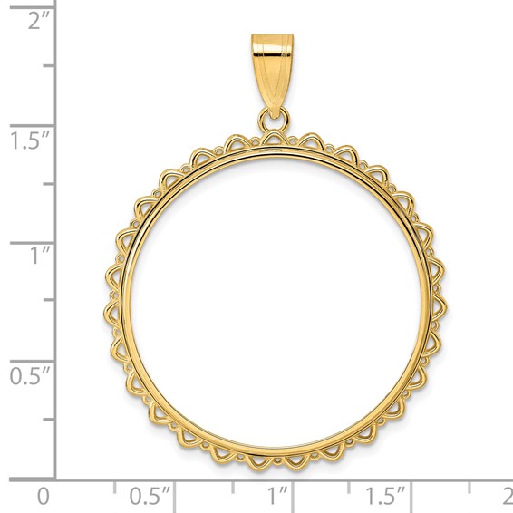 14k Polished Multi Arch with 32.7mm Prong Coin Bezel Pendant