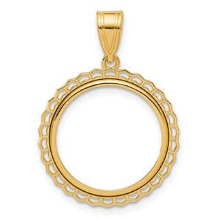 14k Polished Poly Edge with 16.5mm Prong Coin Bezel Pendant
