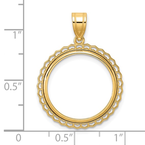 14k Polished Poly Edge with 18.0mm Prong Coin Bezel Pendant