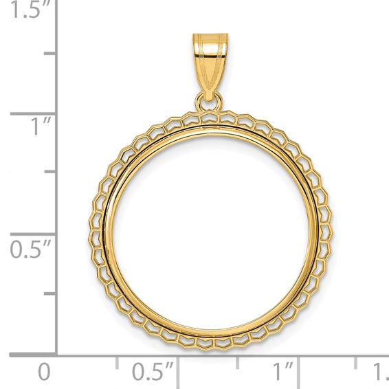 14k Polished Poly Edge with 22.0mm Prong Coin Bezel Pendant