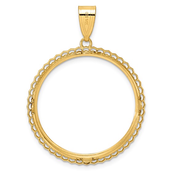 14k Polished Poly Edge with 27.0mm Prong Coin Bezel Pendant
