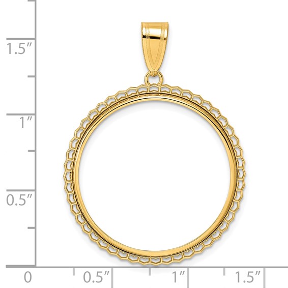 14k Polished Poly Edge with 27.0mm Prong Coin Bezel Pendant